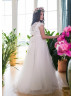 Ivory Chiffon Tulle 3D Flowers Sweet Flower Girl Dress
